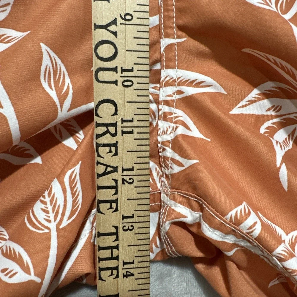 Polo‎ Ralph Lauren Board Shorts Men's M Orange White Floral Lined Lace Up Front
